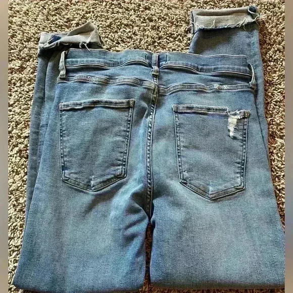 Agolde Sophie crop light wash Raw hem blue jeans size 31 - Picture 5 of 9